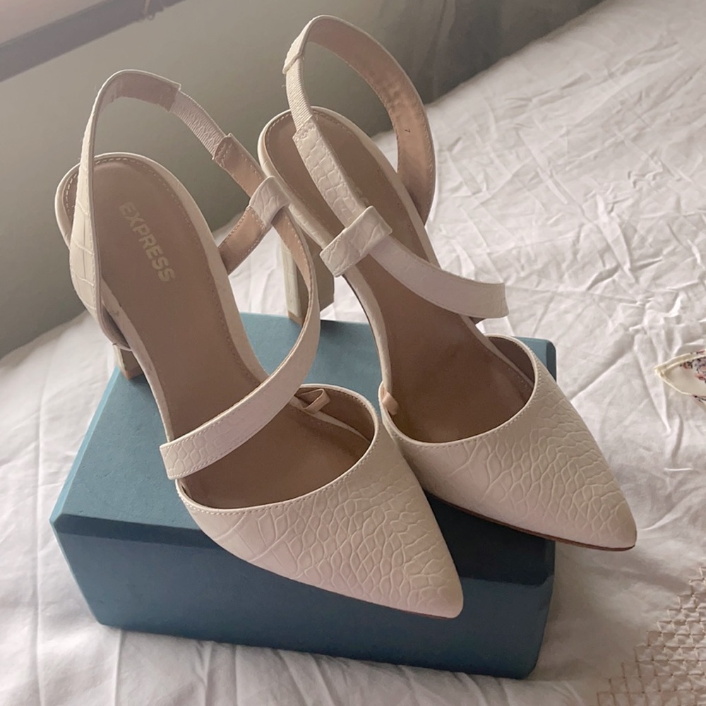 White/creamy  High hills, Express Size 7